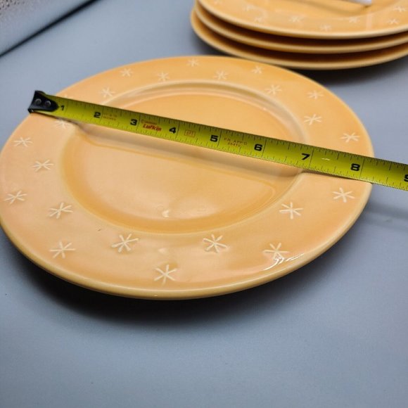 Waechtersbach Set (4) Embossed Dots Salad Plates 8.25” Orange Stars Snowflakes - Picture 5 of 9